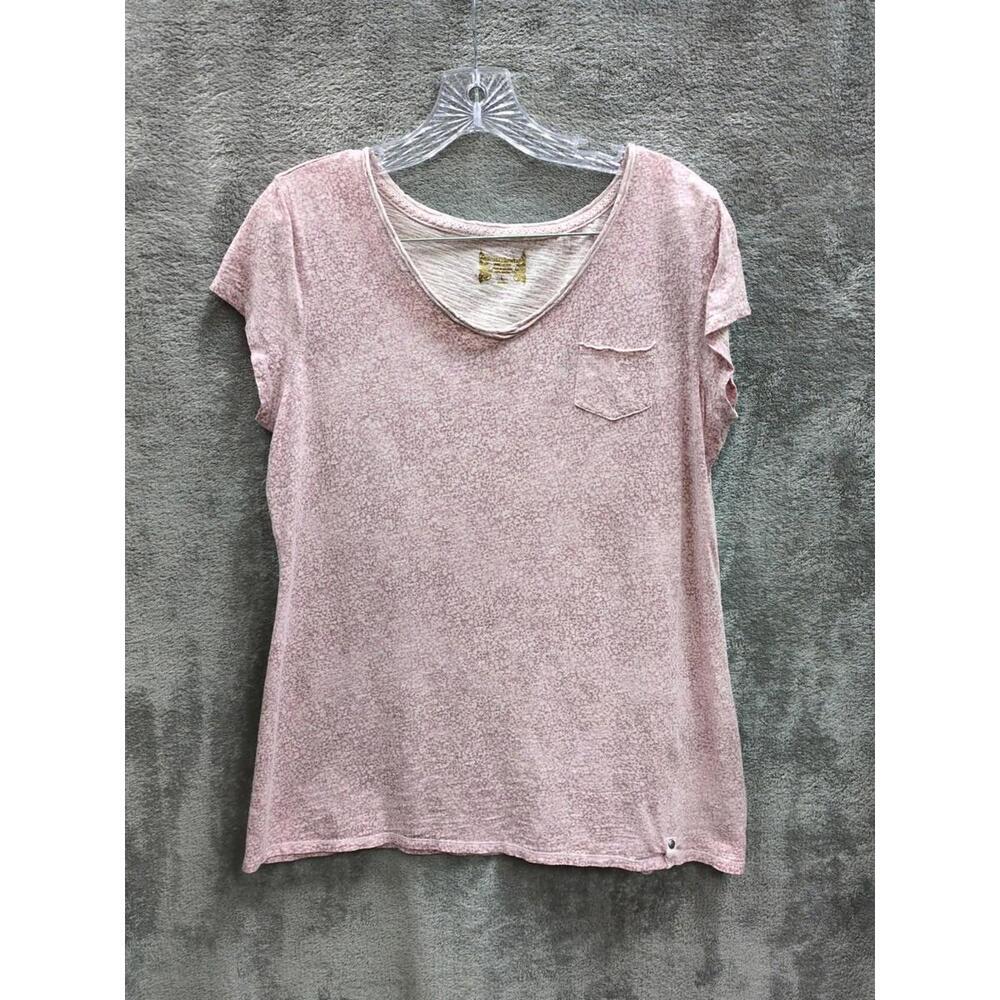 Ruff Hewn T-Shirt Women's‎ Large Pink Heathered Pocket Short Sleeve